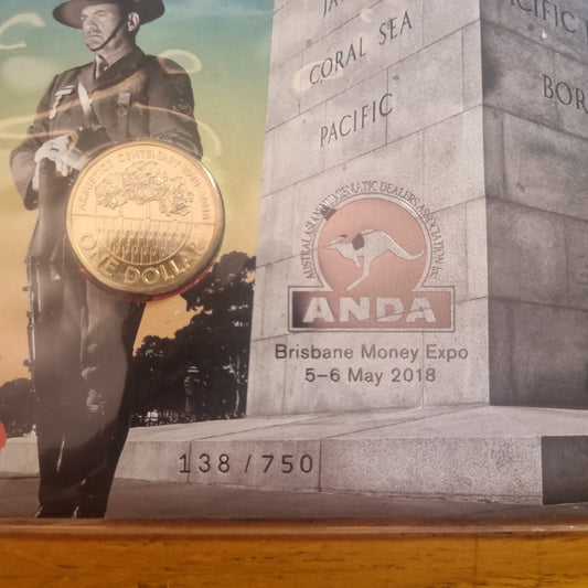 War Memorial Armistice Brisbane ANDA $1 PNC 2018