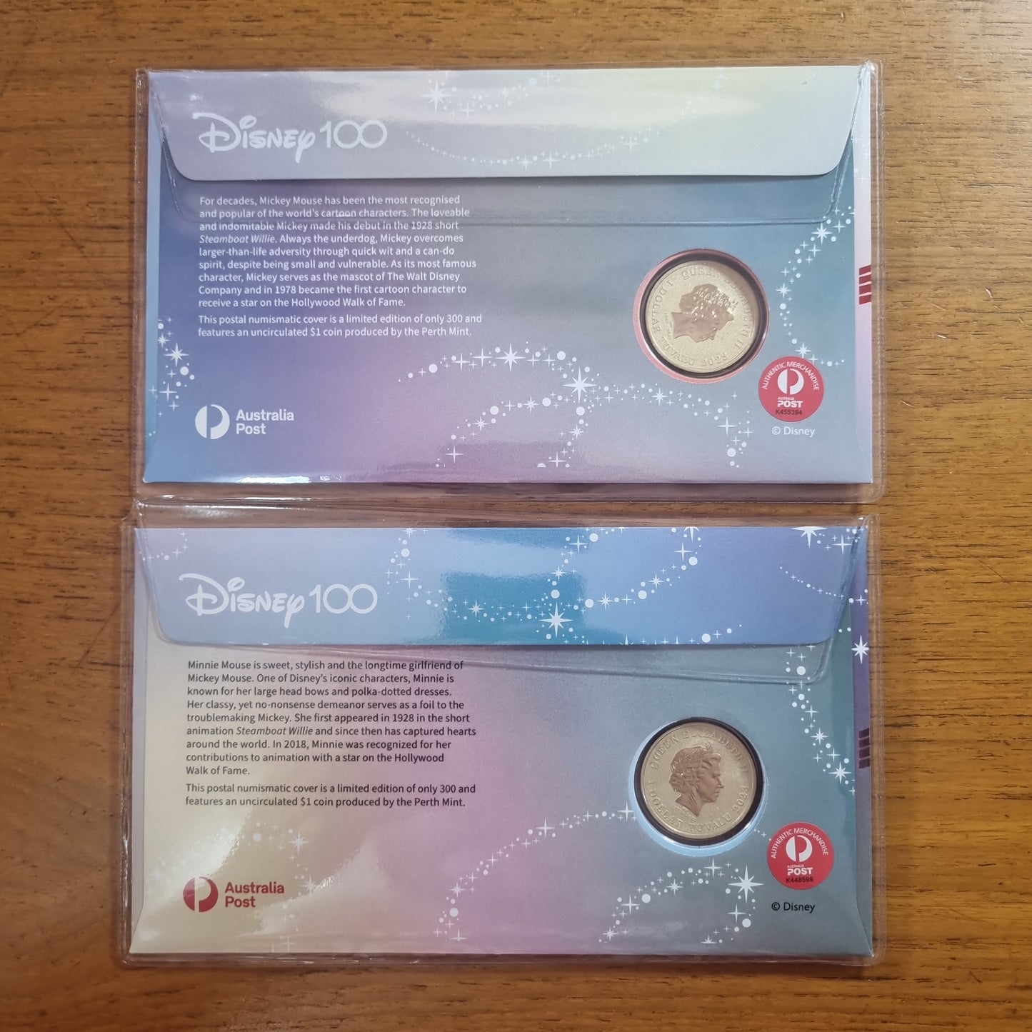 100 years of Disney Mickey Mouse / Minnie Mouse, coloures $1, Impressions 2 PNC Set