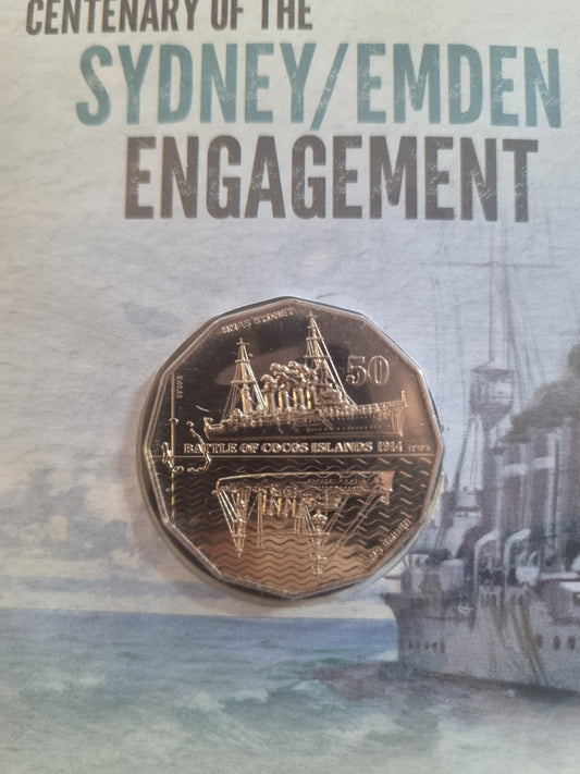 Sydney/Emden Engagement Cocos Islands 50c pnc 2014