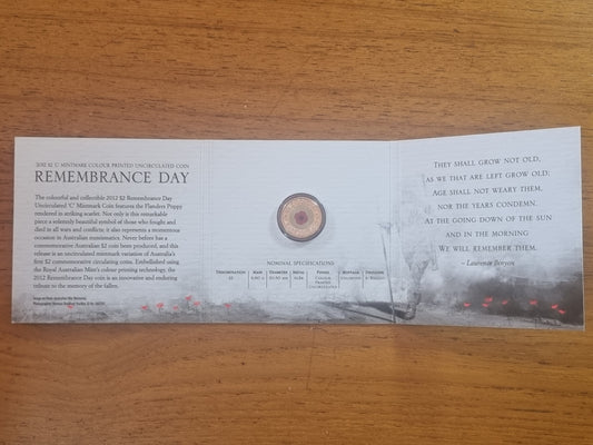 Remembrance Poppy C-mint $2 Trifold 2012