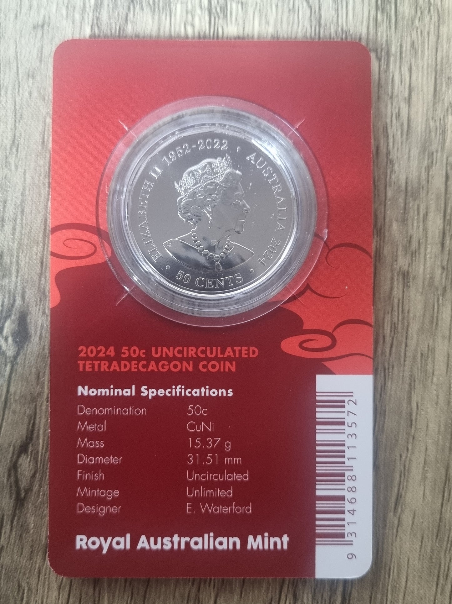 Lunar Tetradecagon - Year of the Dragon 50c 2024