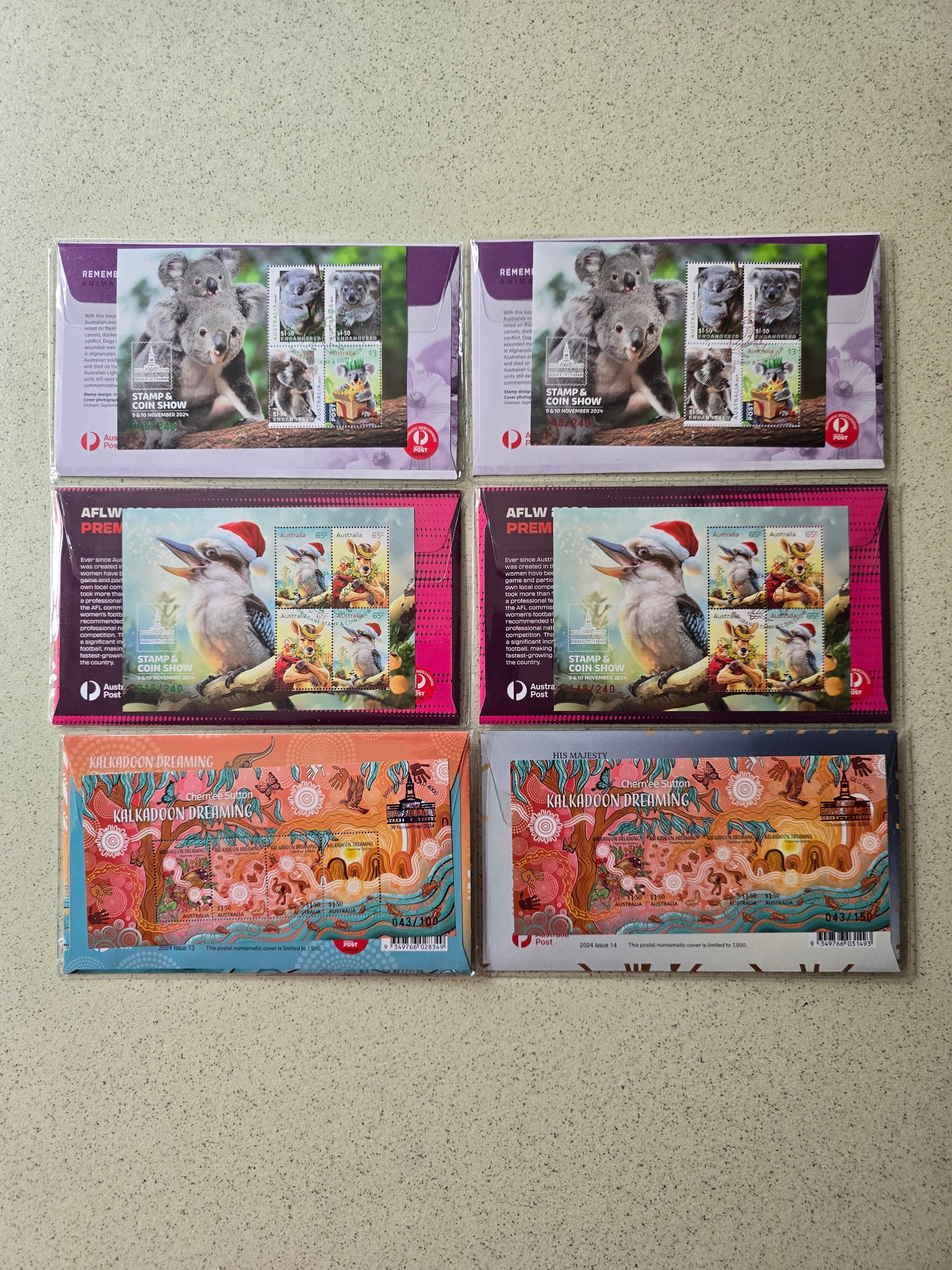 Brisbane Stamp Coin Show 2024 PNC complete set (6 pncs)