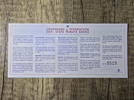 Federation State Emblems Tribute Holey Dollar and Dump Set 2001