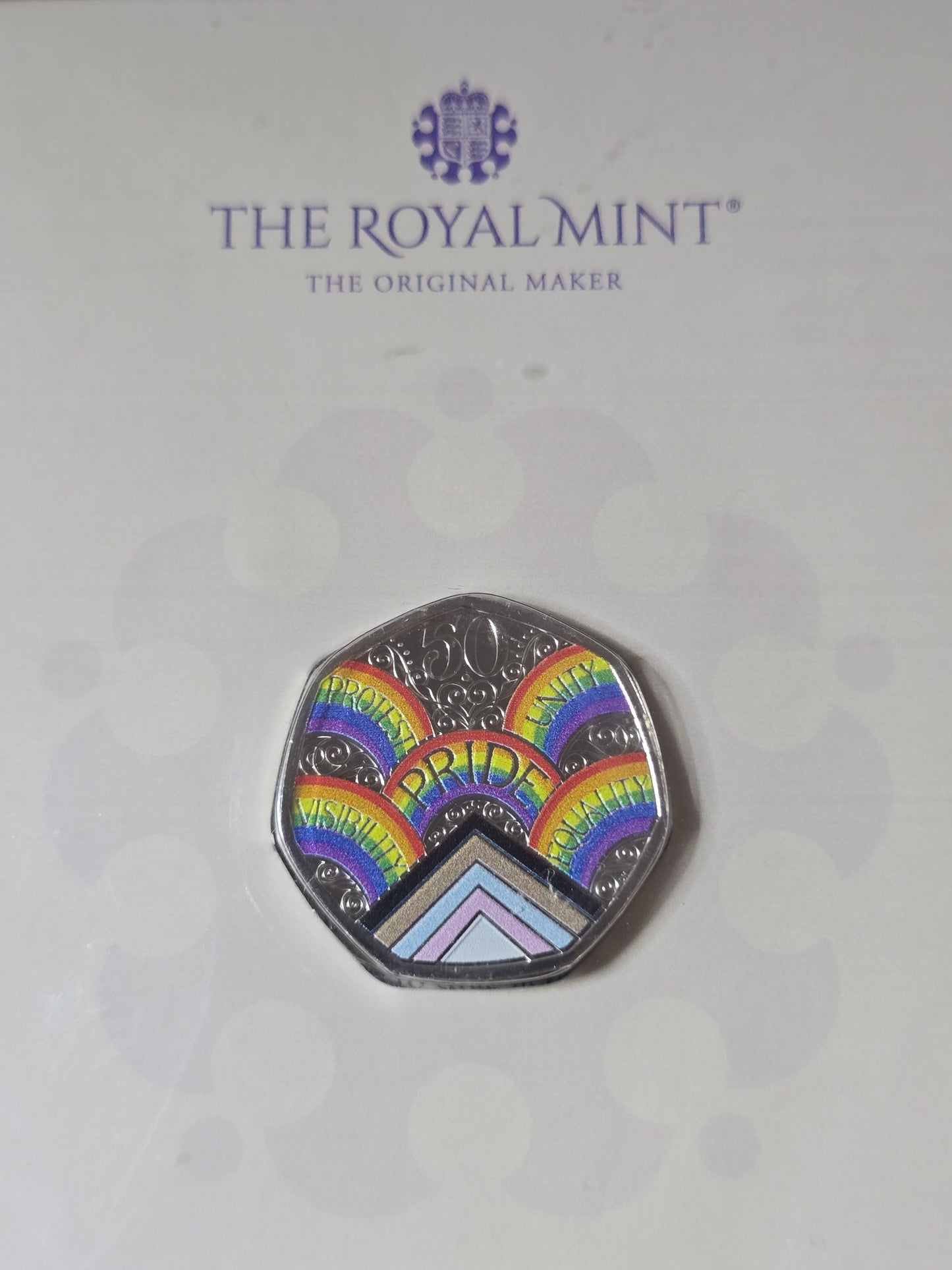 UK Royal Mint Pride Coloured 50p (display pack)