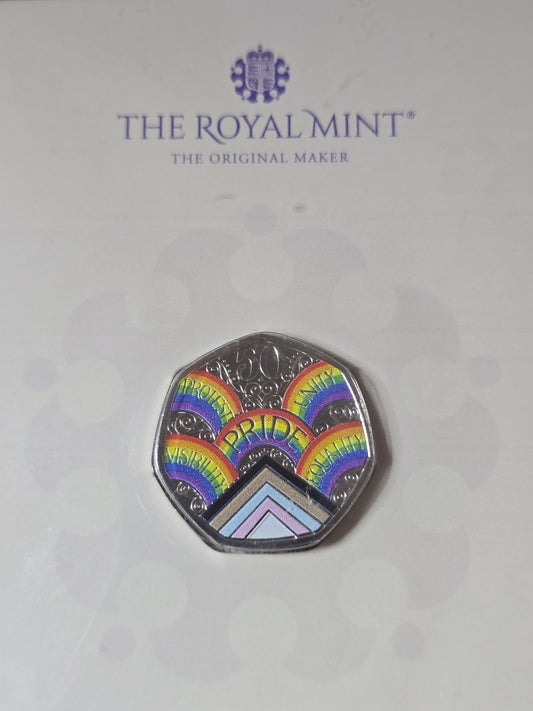UK Royal Mint Pride Coloured 50p (display pack)