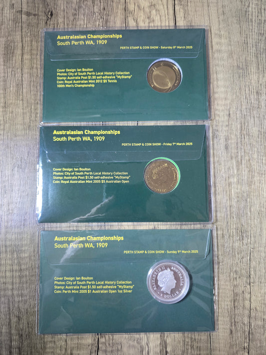 Tennis, Perth Stamp and Coin Show 2025 (3 PNC Set)