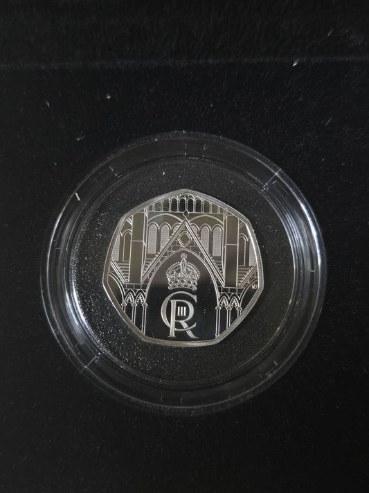 King Charles Coronation 50p Silver Proof 2023, UK Royal Mint