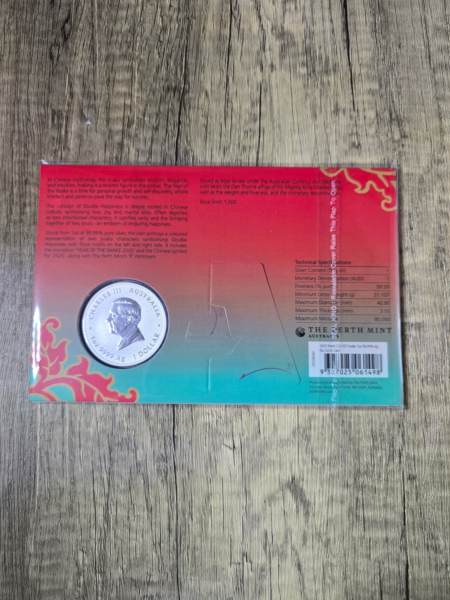 Lunar Year of the Snake, Perth Show Special - Double Happiness Coloured 1oz 2025