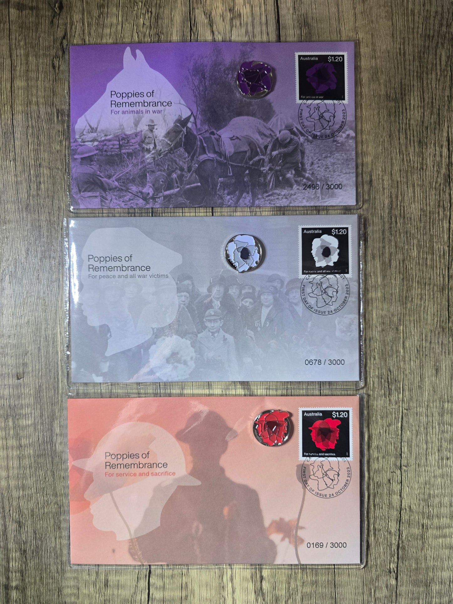 Remembrance Poppy Coloured Trio PMC Magnet Set 2023