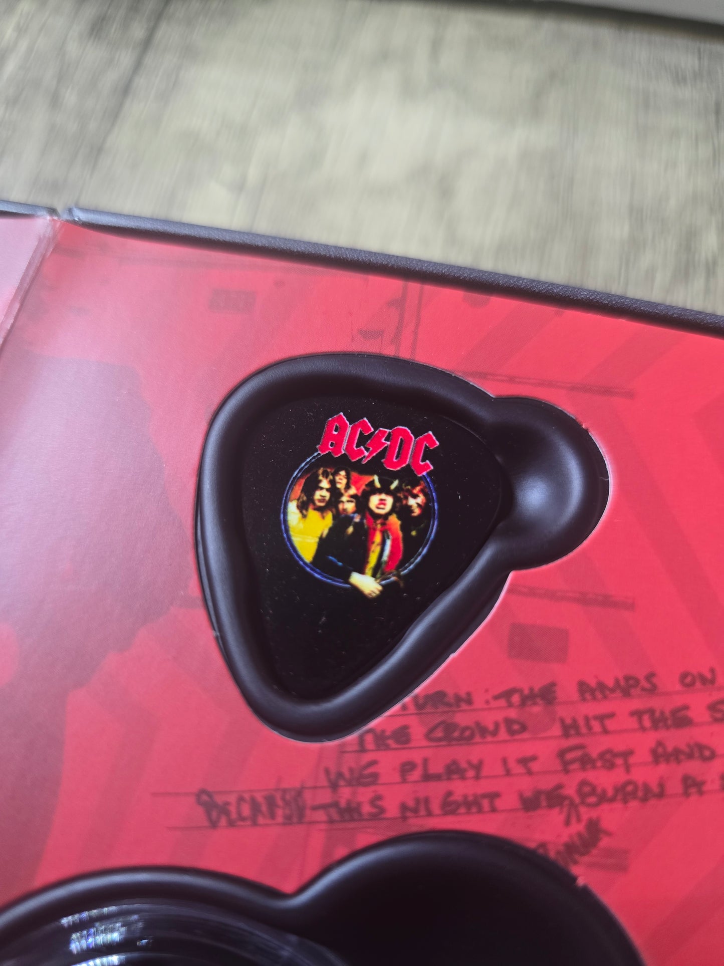 ACDC $5 45Years of Thunder Triangle Coloured Nickle Plated Silver Proof w/ guitar pick