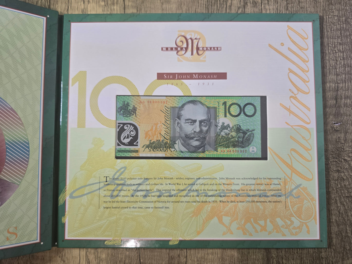 1996 Melba/Monash $100 NPA Folder