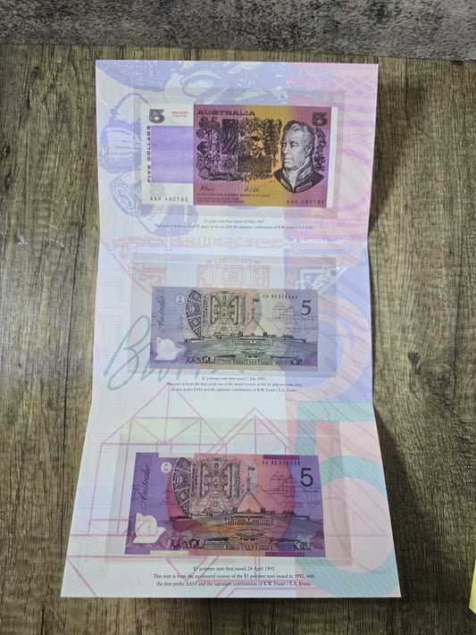 30th Anniversary of $5 note 1997 folio (red serial)