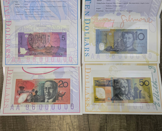 1996 Low numbered first release banknote set - matching serials #381 (red serial)