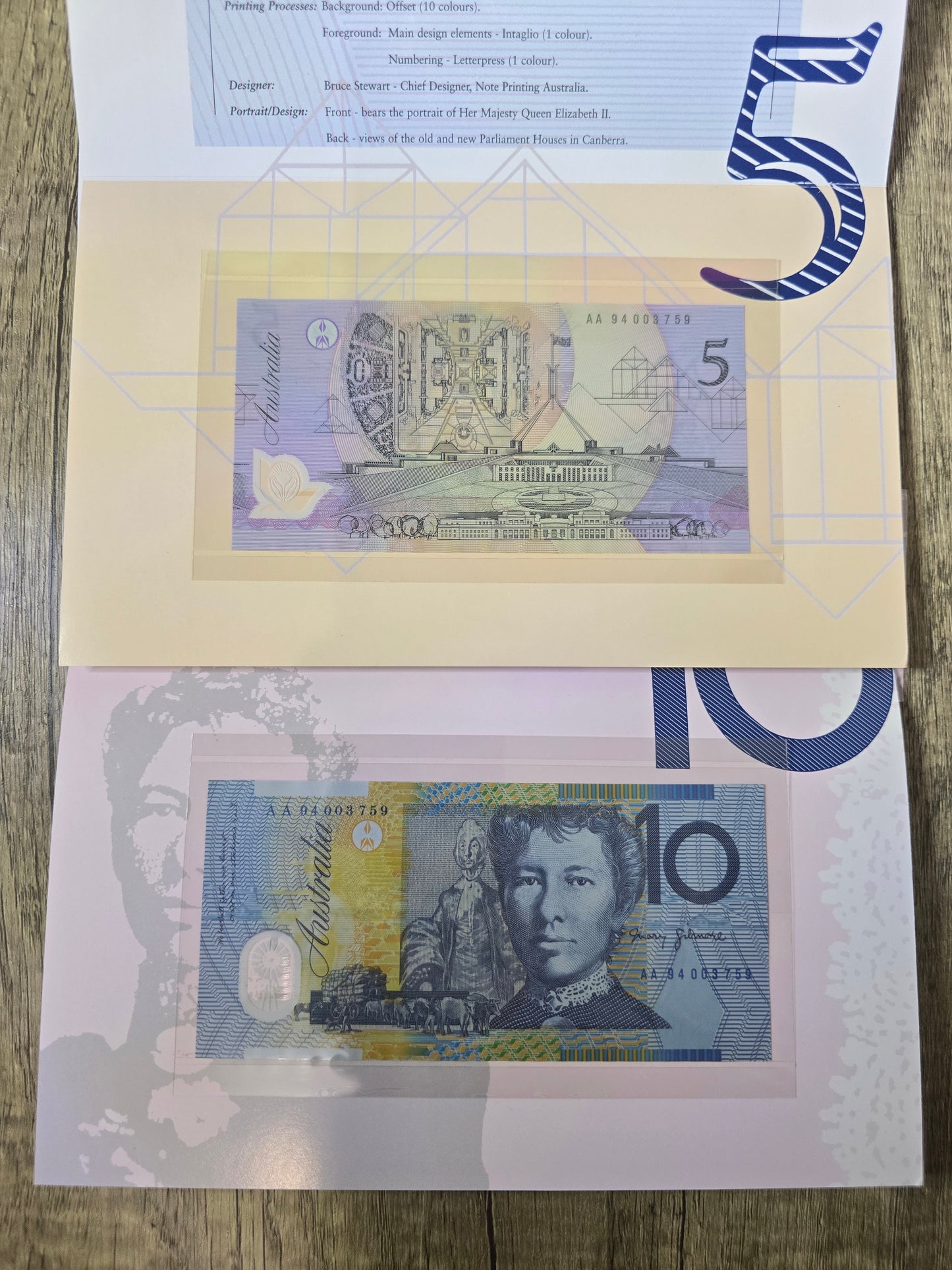 1994 low numbered $5/$10 matching serials AA #3759 (Black Serial)