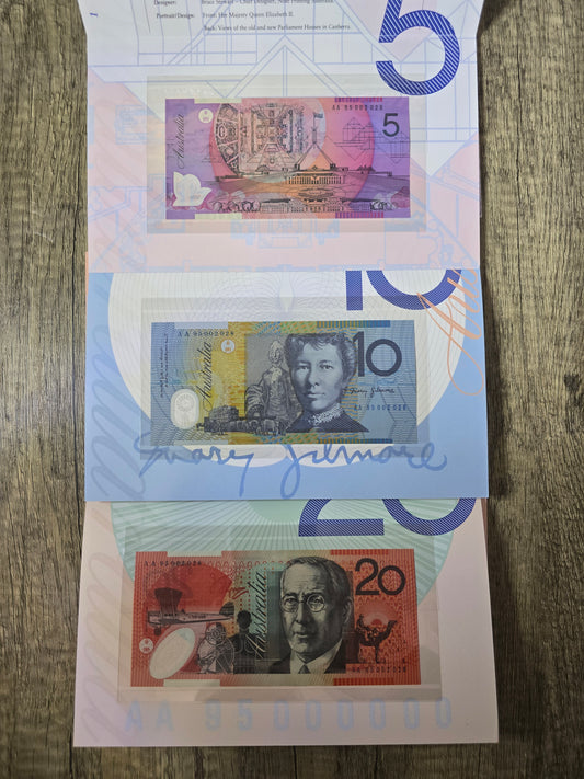 1995 low numbered $5/$10/$20 matching serials AA #2028 (Black Serial)