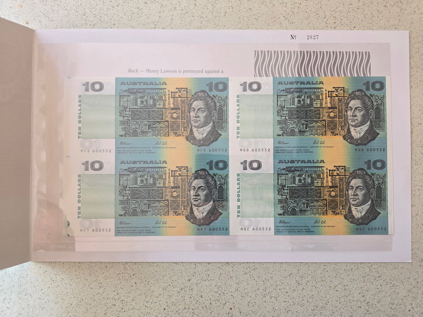 $10 Melbourne Coin Fair 1991 Block of Four NPA