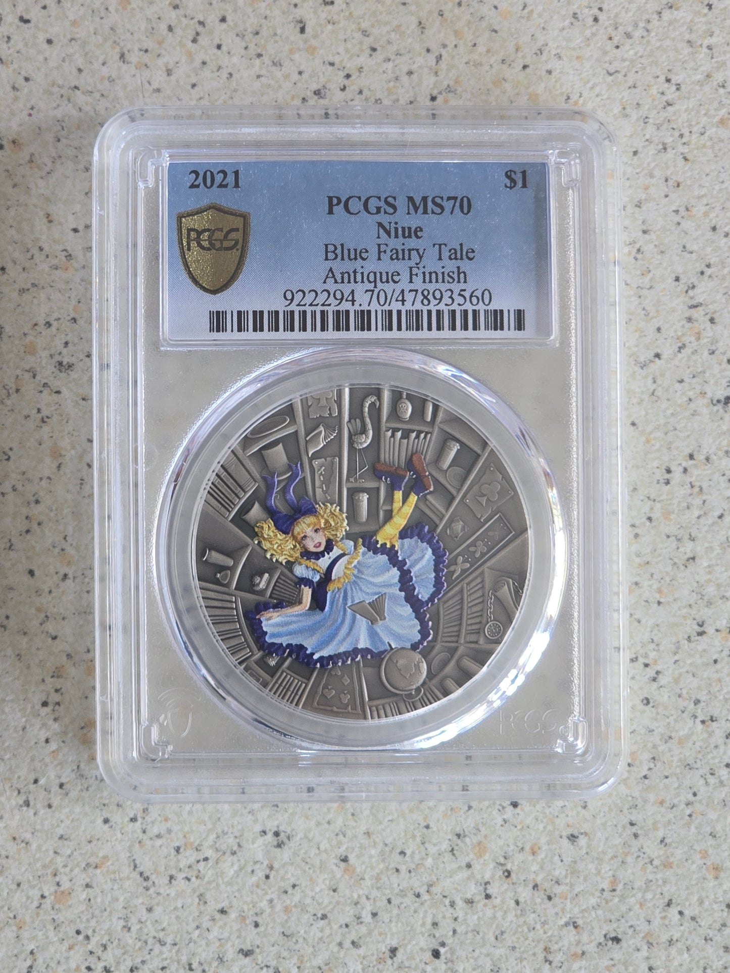 Blue Fairy Tale 1oz 2021 Nuie MS70 (top pop)