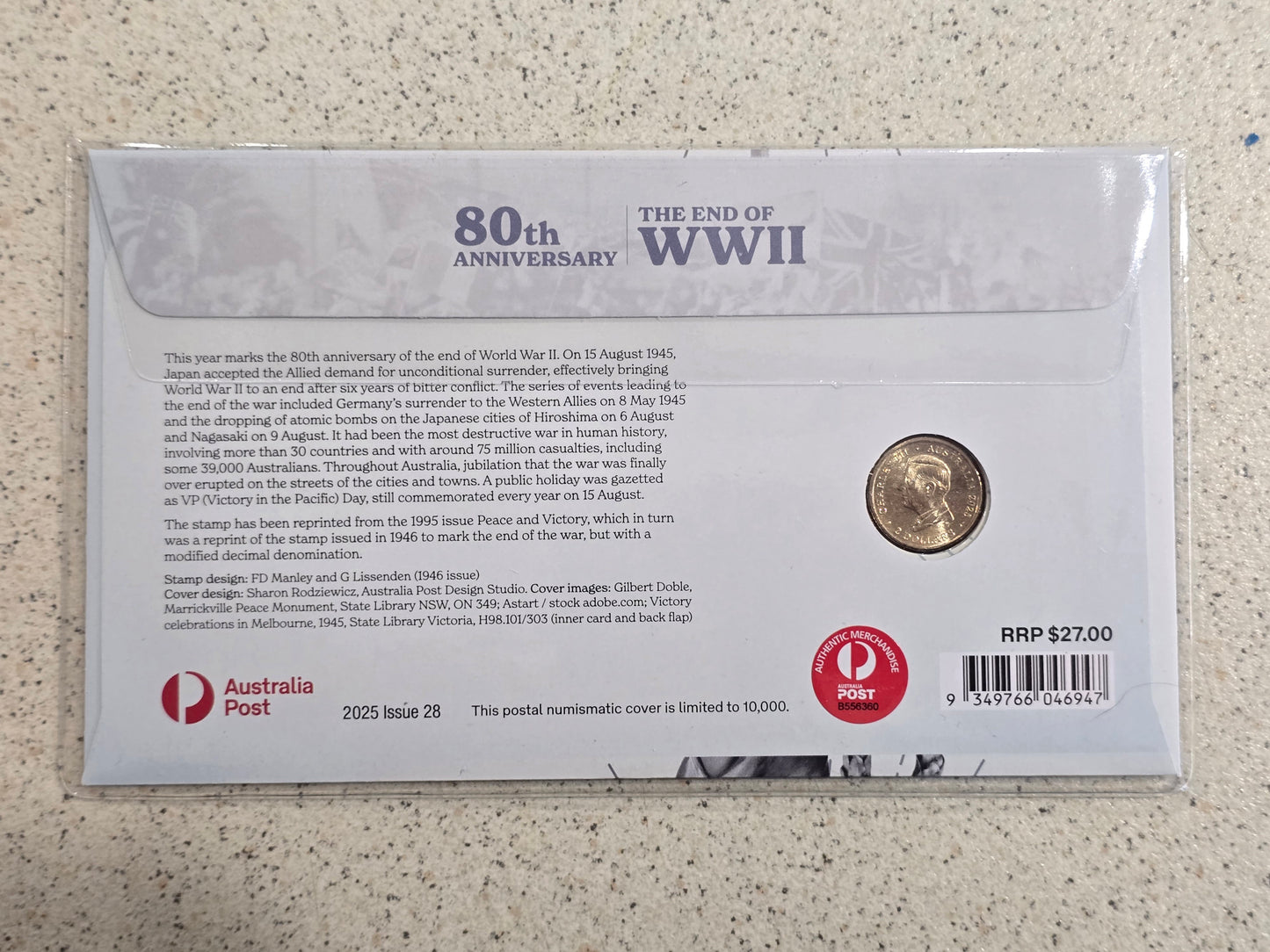 80th Anniversary The End of WW2 $2 Poppy PNC
