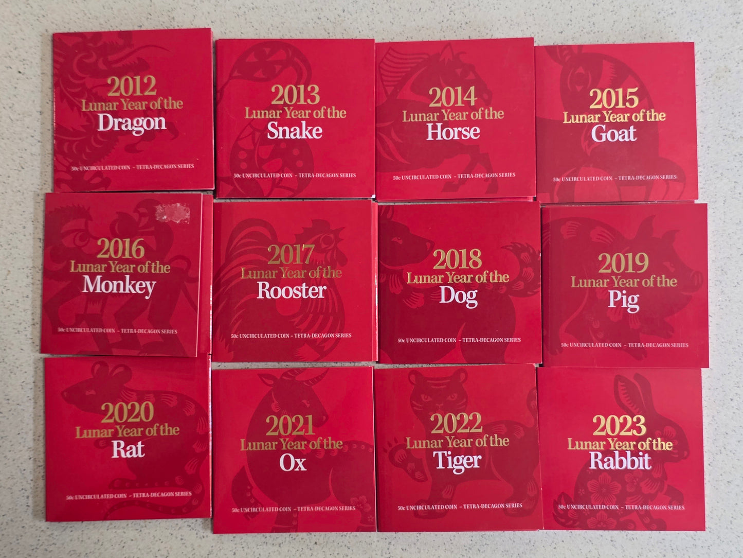 Lunar 50c Tetradecagon Set (12 trifold cards, 2012-2023)