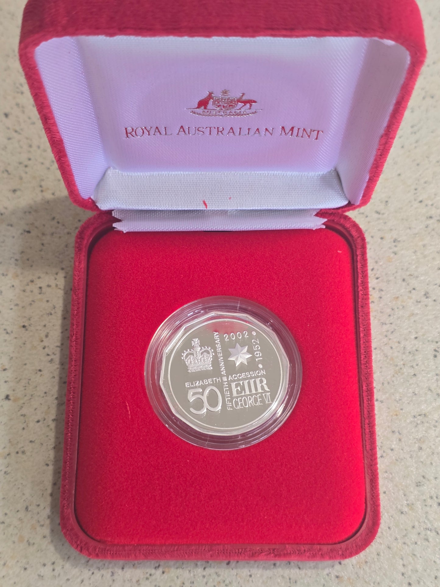 Queens Accession 50c silver proof 2002
