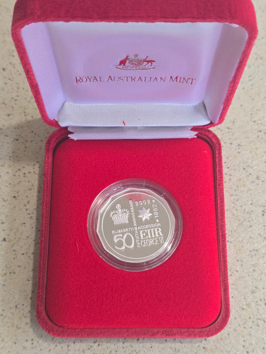 Queens Accession 50c silver proof 2002