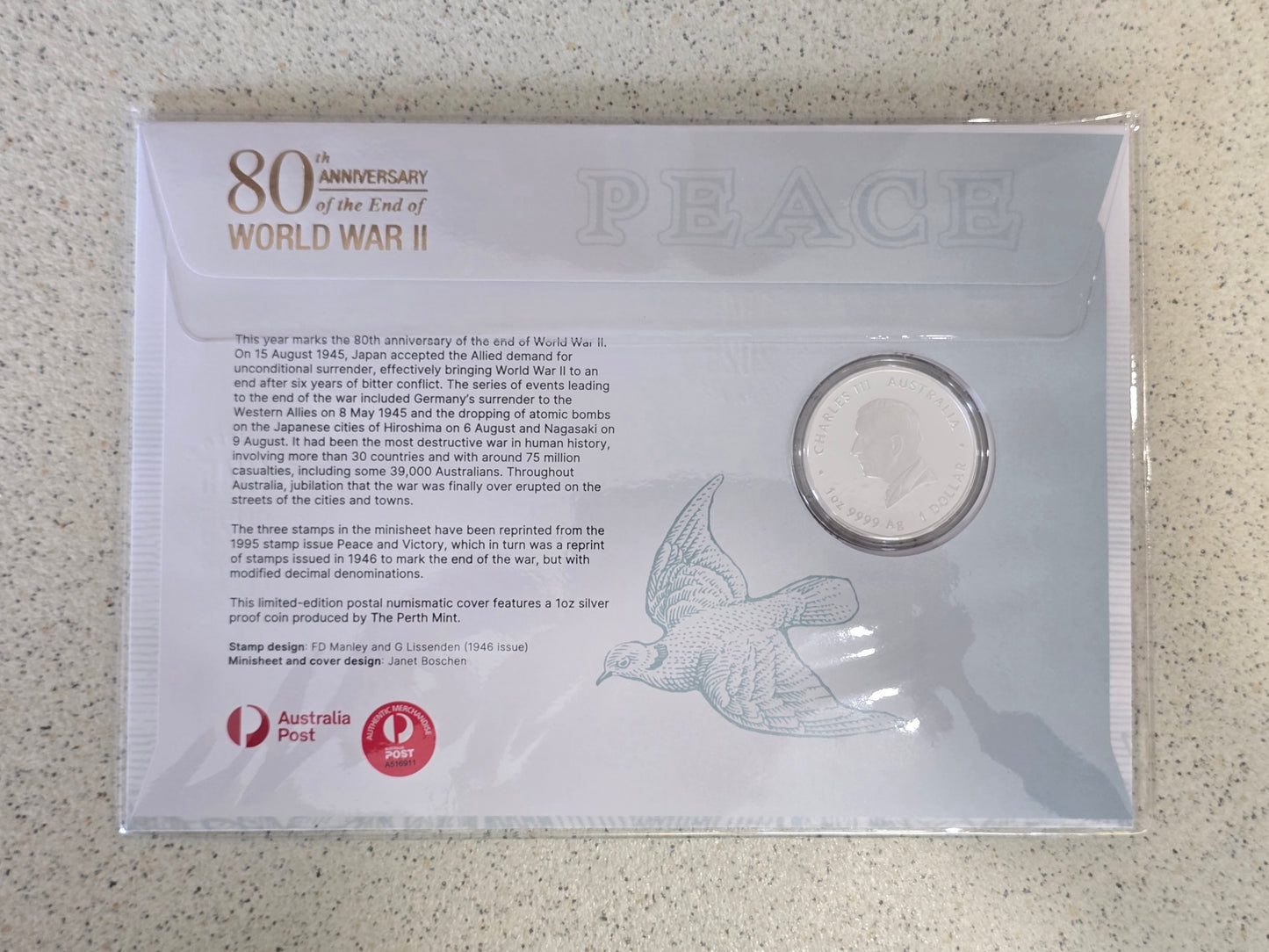 Peace, 80th Anniversary End of WW2 1945-2025 1oz prestige Impressions pnc 2025