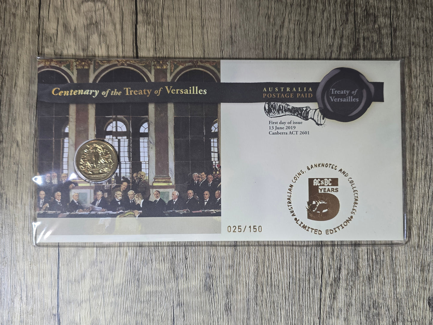 Treaty of Versailles $1 ACBC 5years OVP PNC