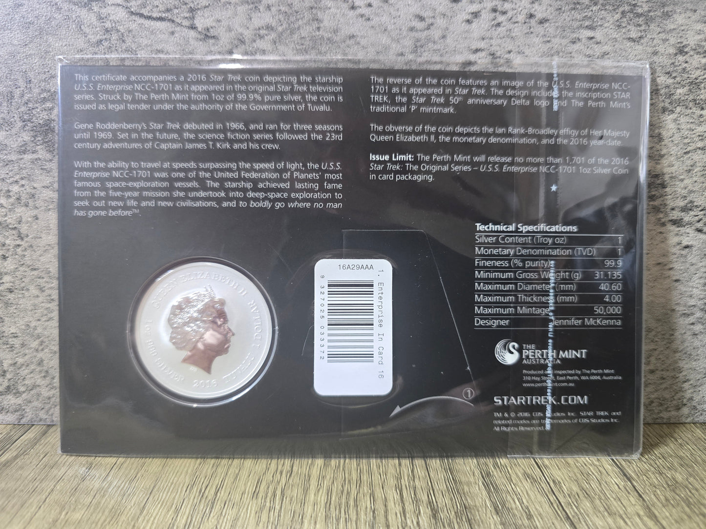StarTrek Enterprise 1oz 2016