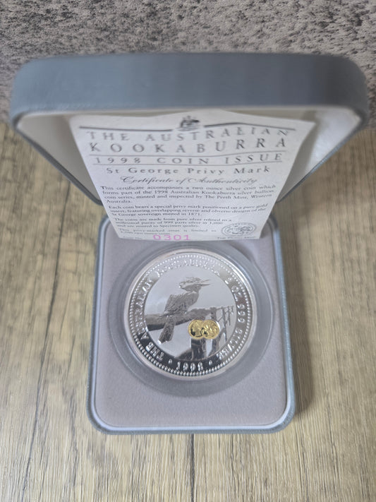 1998 Kookaburra 2oz Sydney Mint Sov Privy insert
