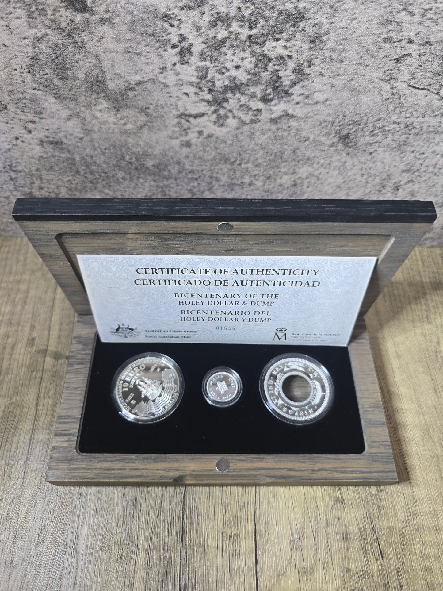 Bicentenary of Holey Dollar and Dump (joint issue - Spanish Mint) 2013 - 3 coin proof set