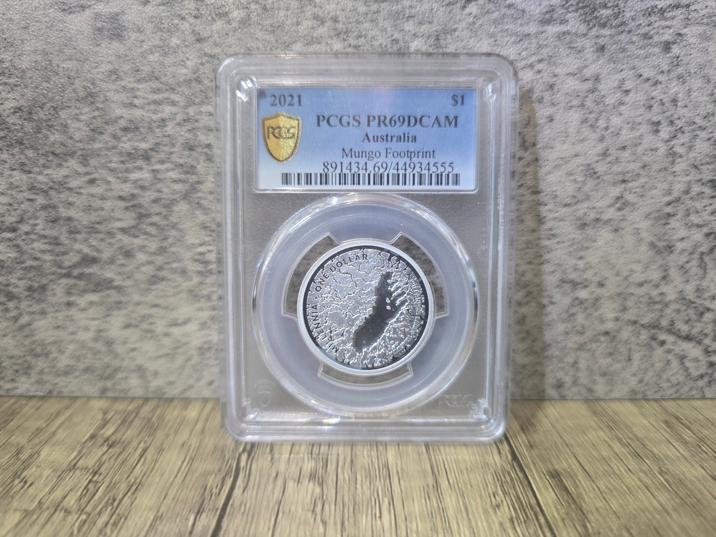 Mungo Footprint $1 Silver Proof PR69DCAM