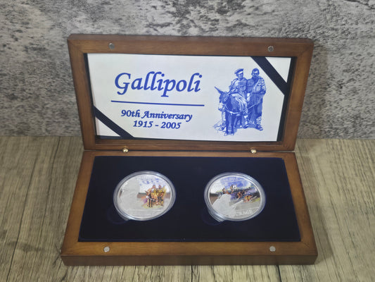 Gallipoli 90th Anniversary 2 x 1oz coloured coin set