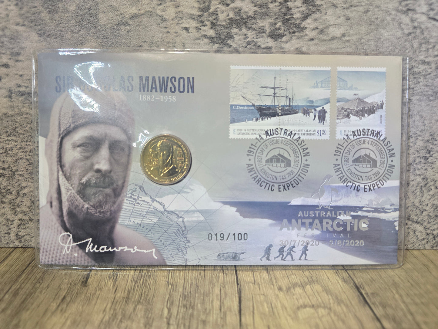 Australian Antarctic Festival 2020 $1 Sir Douglas Mawson Silver PNC 19/100