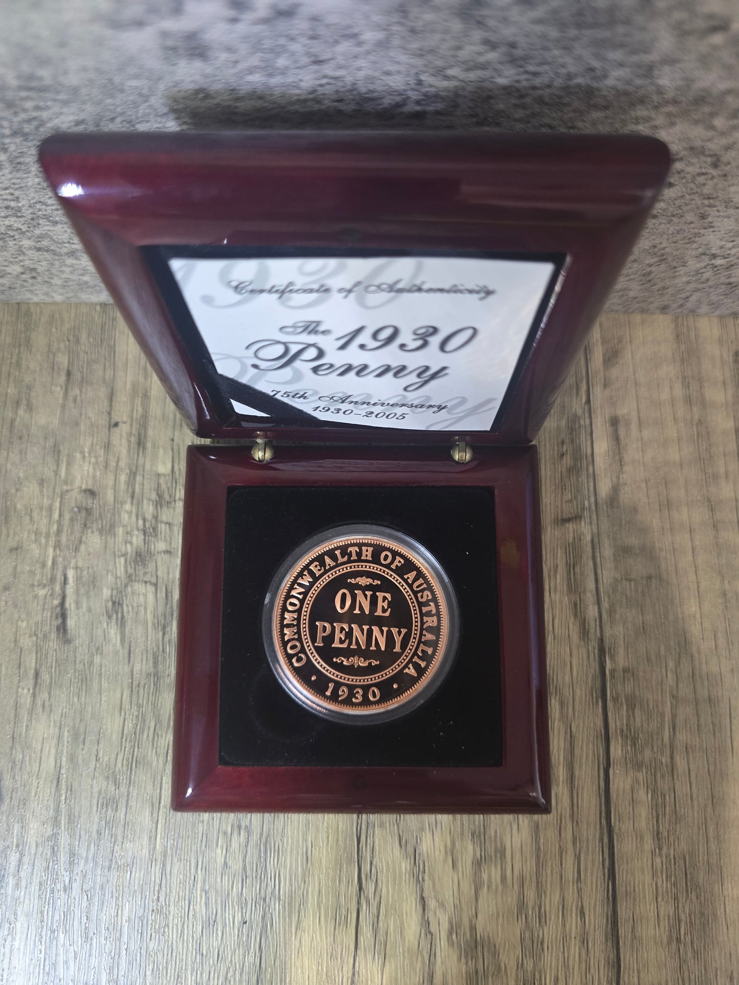 1930 Penny 75th Anniversary 1oz Silver Proof, Plated. Subscription coin 2005
