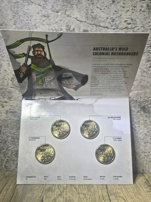 2019 The Bold, The Bad, and The Ugly, $1 4-coin UNC Mintmark/Privy set