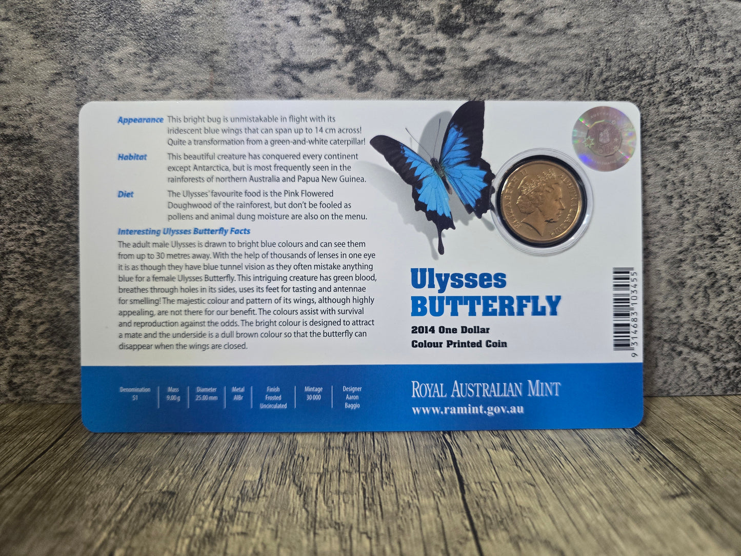 Ulysses Butterfly Coloured Bright Bugs $1 2014