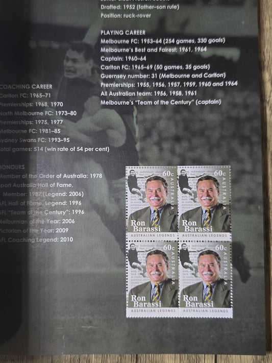 The Top of Their Game, Australian Legends of Football 2012, Stamp Booklet, Unused