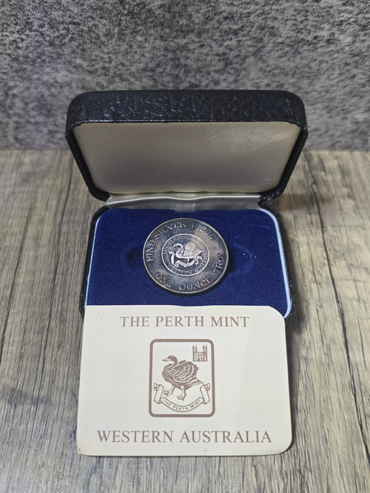Perth Mint Vintage 1oz Proof Medallion (blue tone), Circa 1989