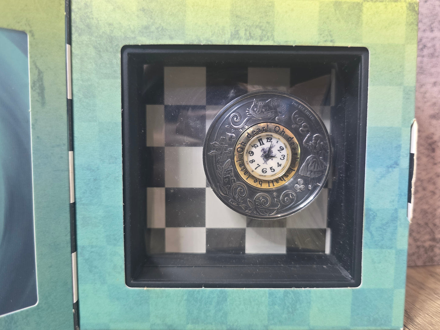 Alice's Adventures In Wonderland, 150 years, 2oz antique silver, clock coin