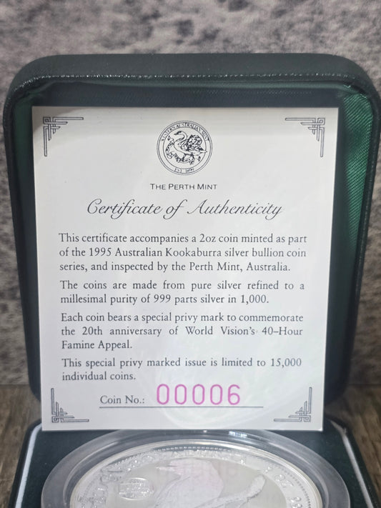 Kookaburra 2oz 40hr Famine, World Vision 20th Anniversary Privy, 1995