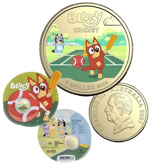 Bluey Cricket $1 Coloured AlBr 2027