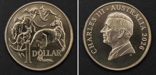 2026 $1 Mob of Six Roos, RAM Roll Premium Heads/Tails Roll