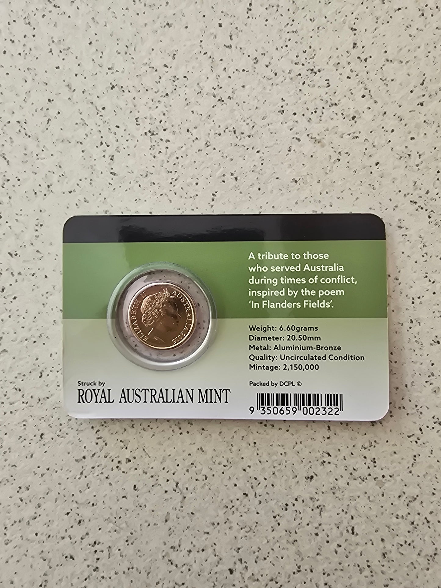 Flanders Field 2015 $2 Downies Card