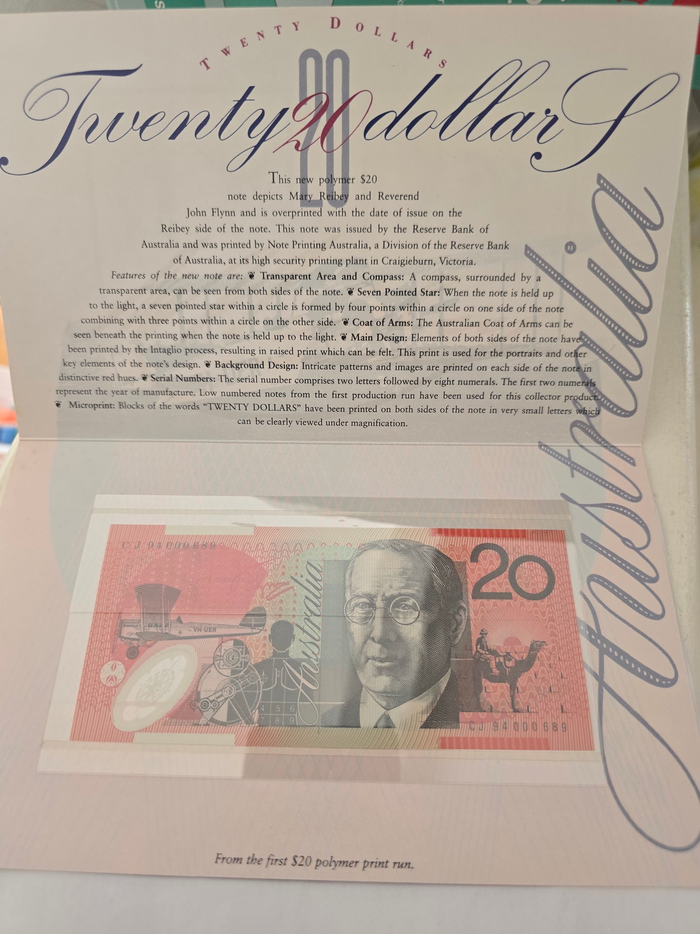 $20 NPA folio polymer 1994 issue