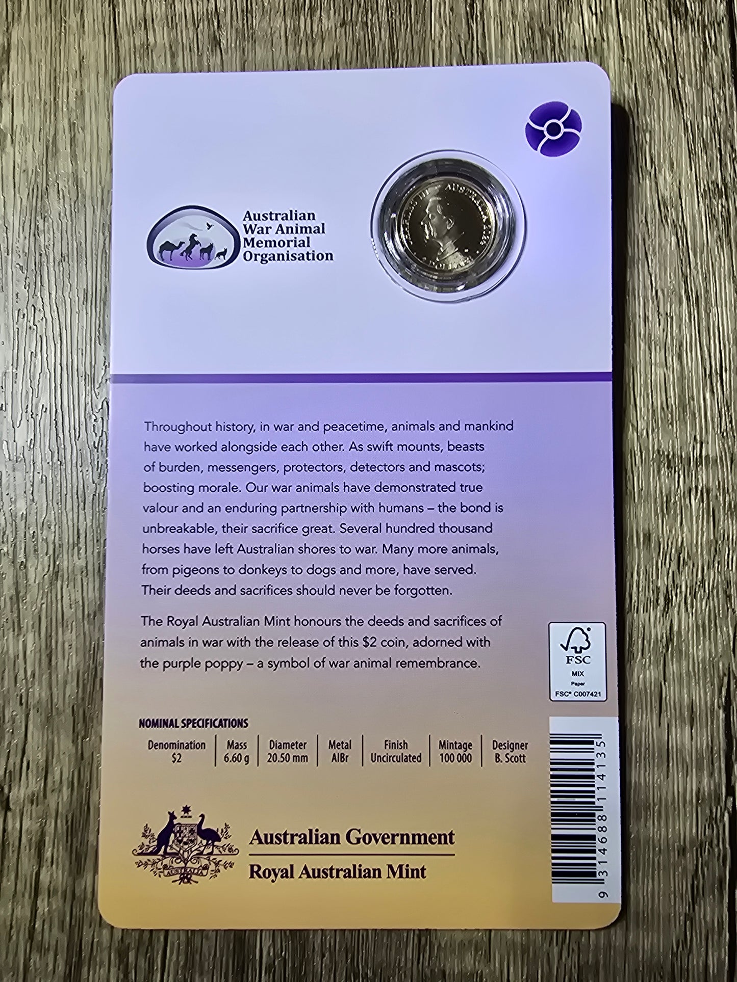 War Animals Remembrance C-Mint $2 2024