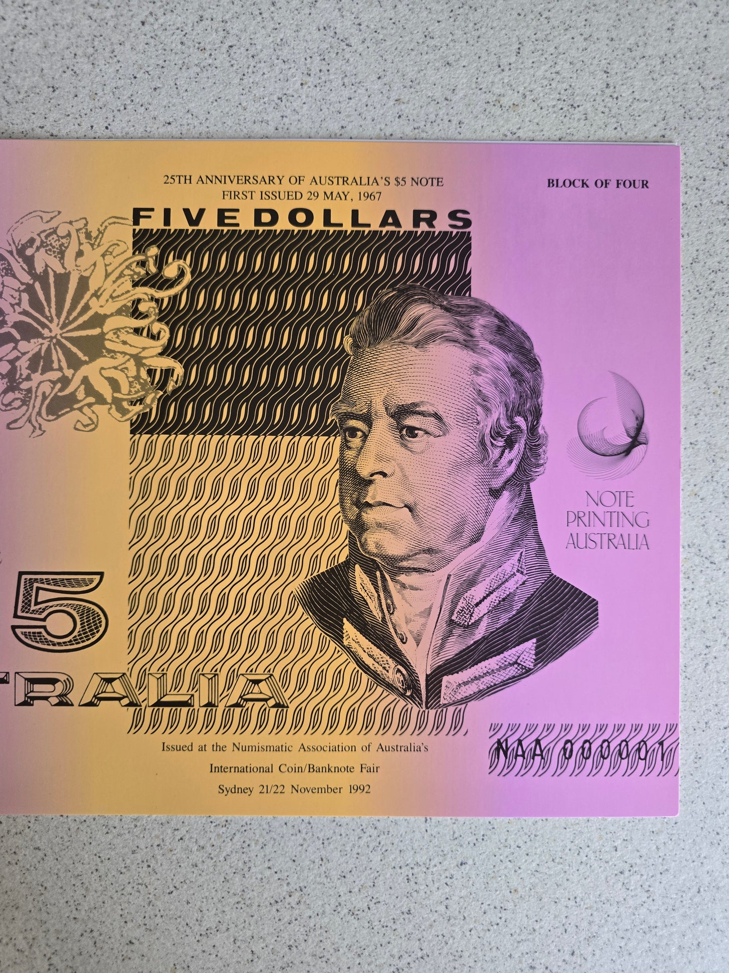 $5 25th Anniversary NAA Block of Four 1992