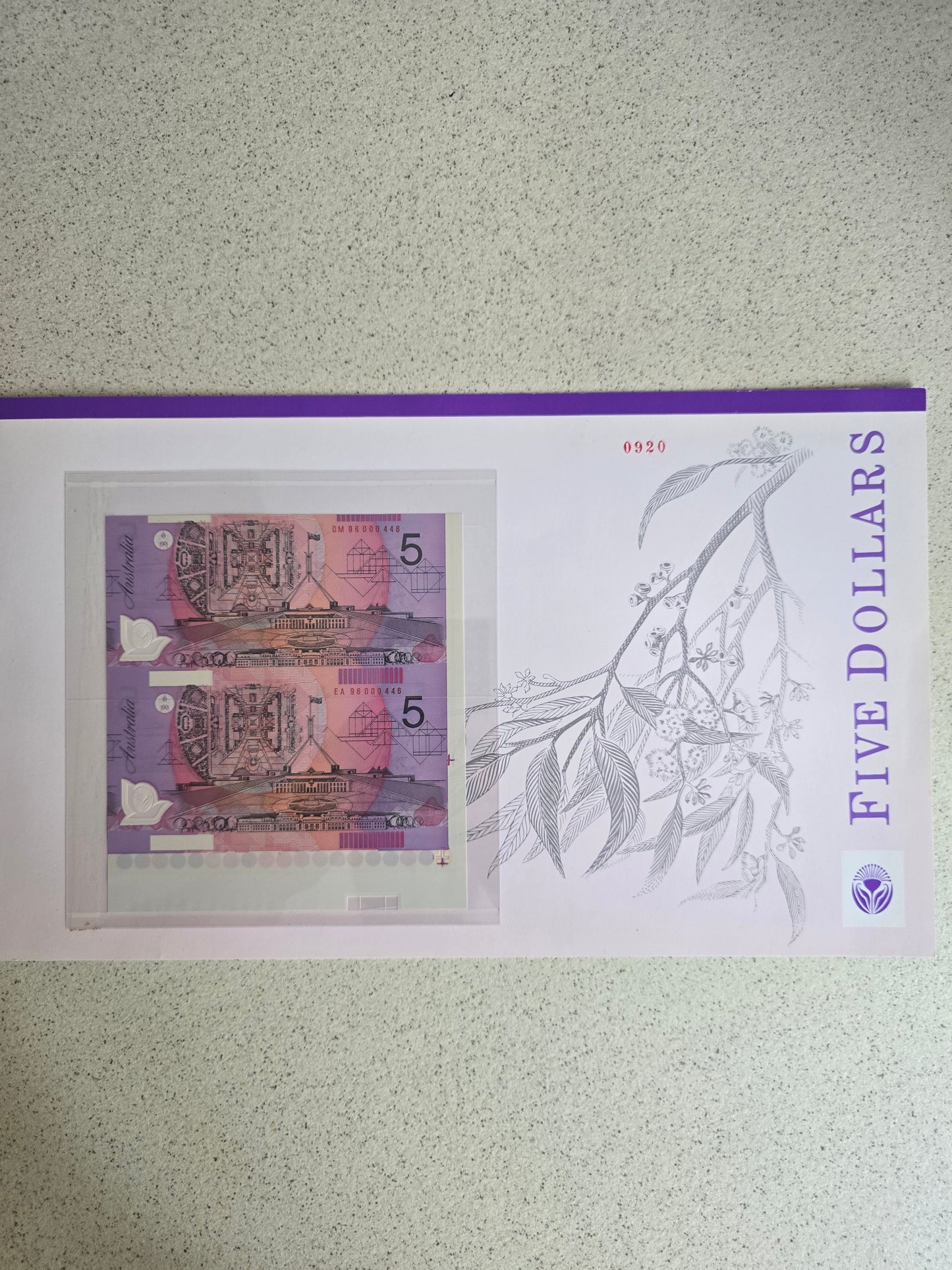 $5 NPA Verticle Pair 1996