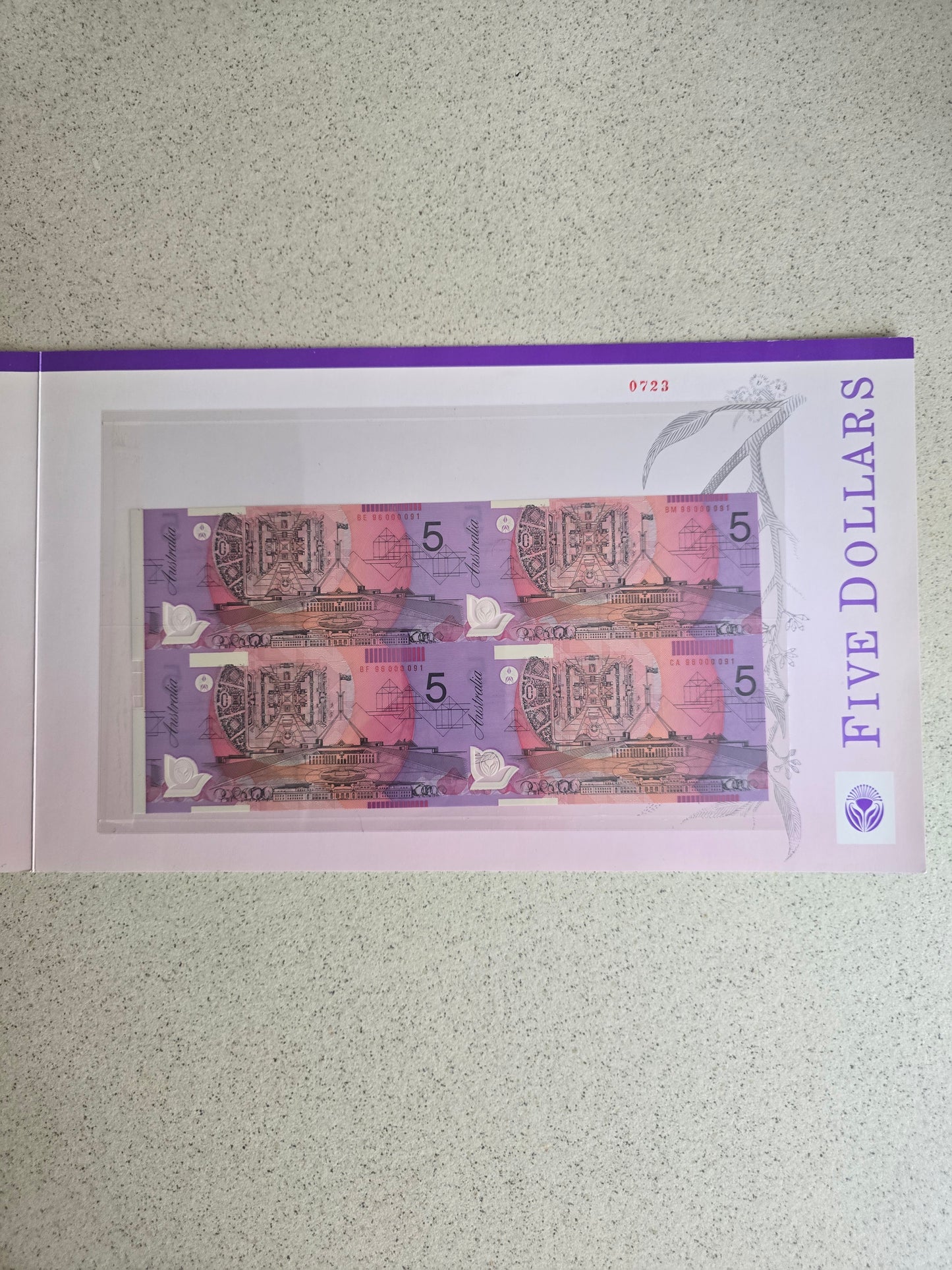 $5 Block of Four 1996 NPA Folio (Red Serial)