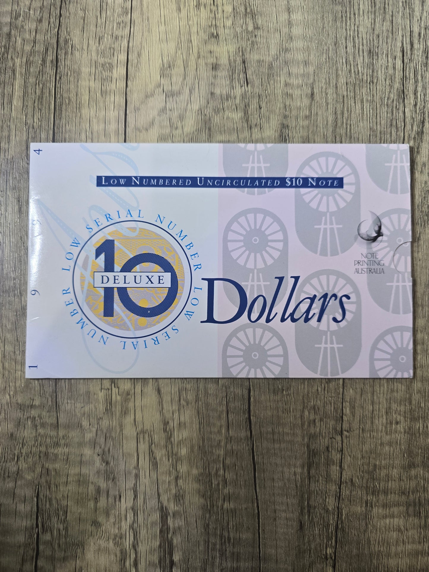 $10 Low Numbered Serial 1994 NPA Folder (Blue Serial)