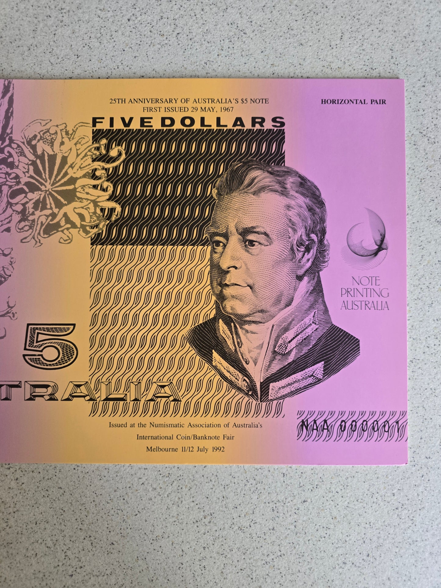 $5 25th Anniversary NAA Horizontal Pair 1992